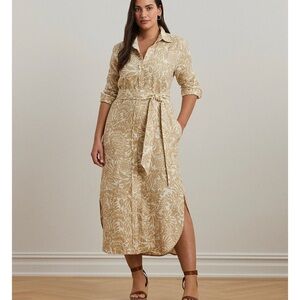 Lauren Ralph Lauren  100% Linen Floral Shirtdress